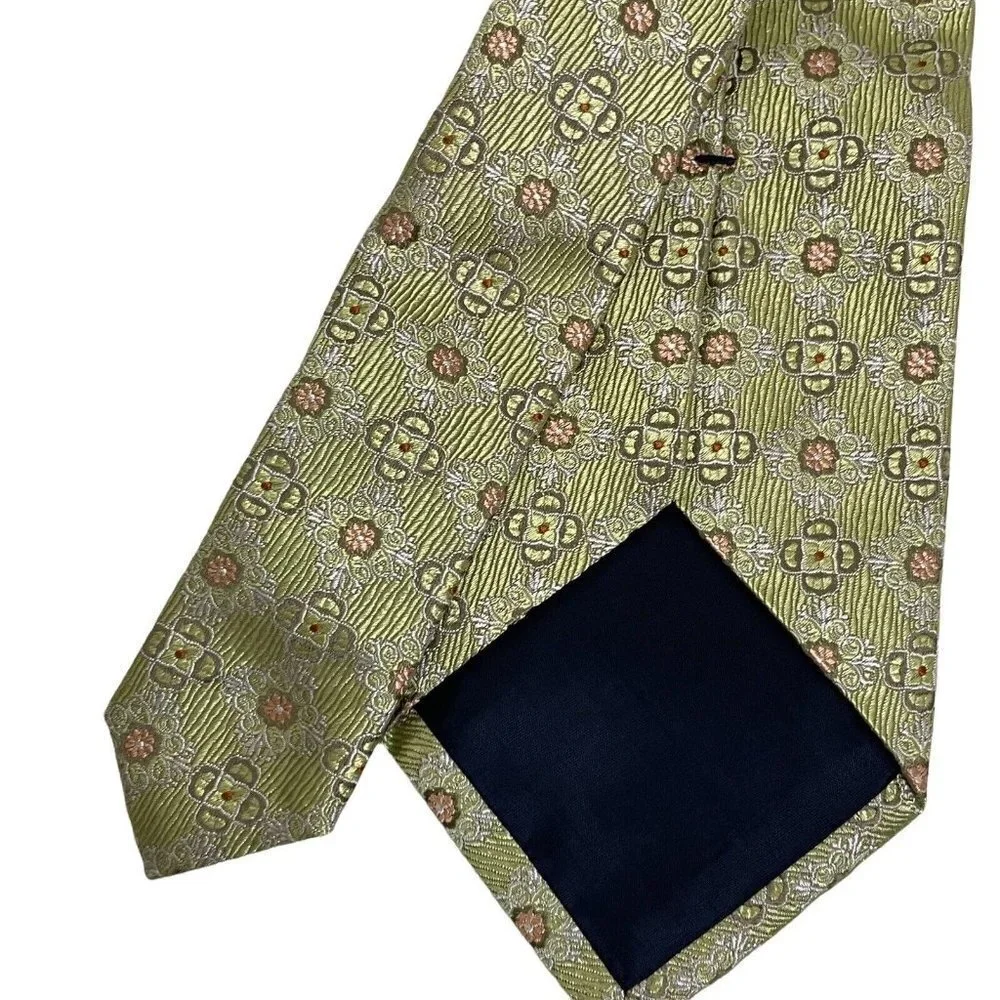 NWT Gladson Men's‎ Necktie Silk Gold Orange Geometric 4